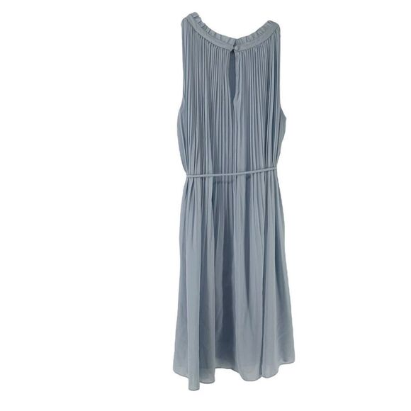 Ann Taylor Dress Blue Accordion Pleated Sleeveless Belted Size 2 Knee Length - Picture 8 of 8